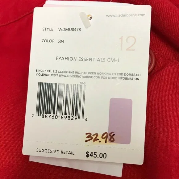 NWT Liz Claiborne Womens Audra Red Wide Leg Cropped Pants Size 12 - Picture 7 of 12